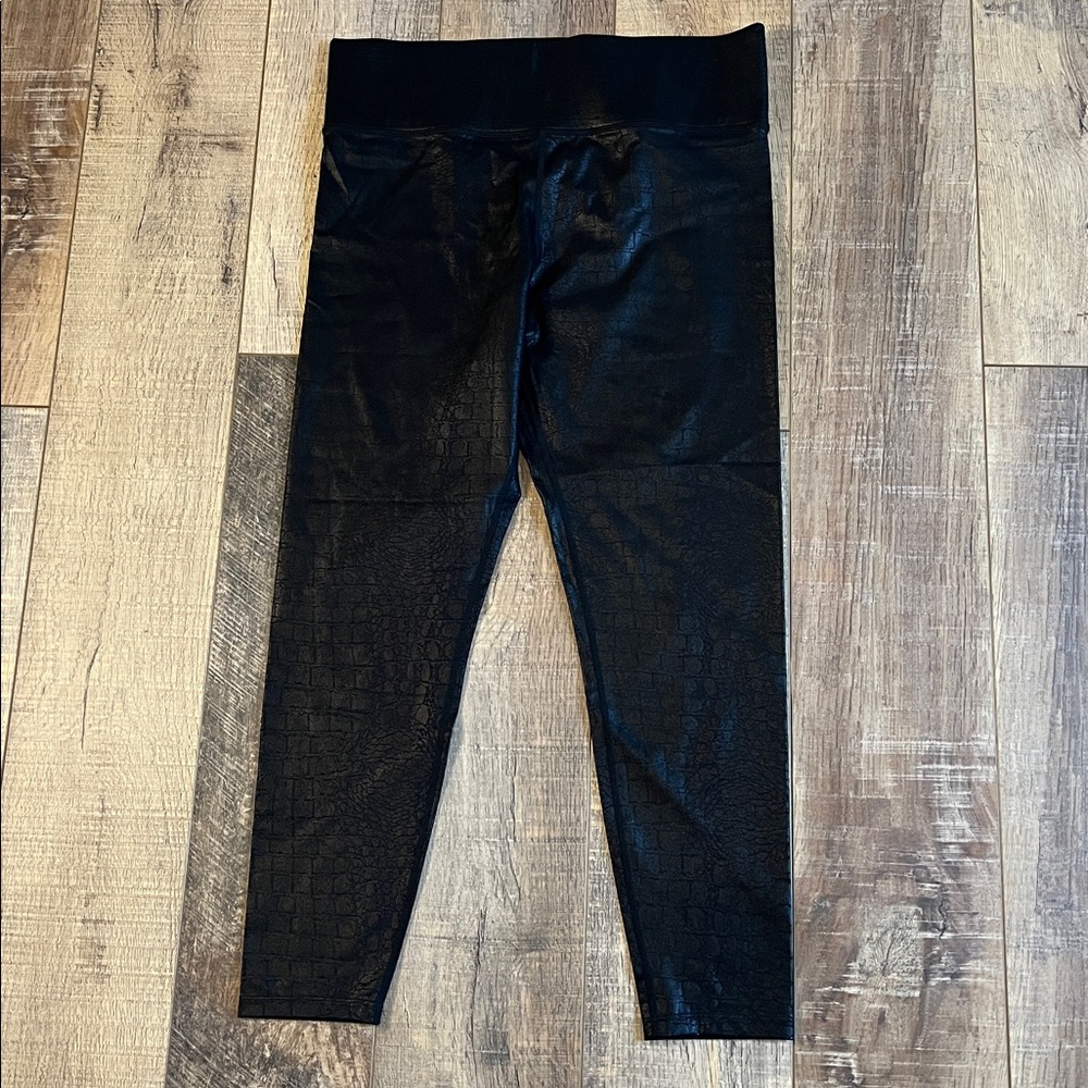 Cut the Frills High Rise Faux Leather Black Leggings Size XL